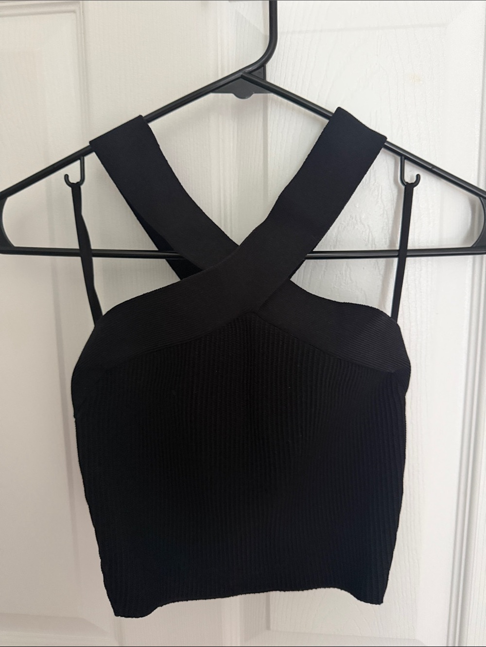 Aritzia Black Cross-Back Knit Dress Top